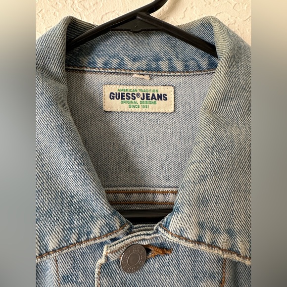 Vintage Guess Denim Jacket Trucker style sz S to M made in USA 80’s Green label - Picture 4 of 14